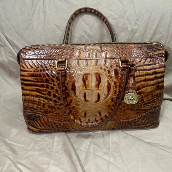 Brahmin Tan Crocodile Embossed Briefcase - Picture 1 of 8